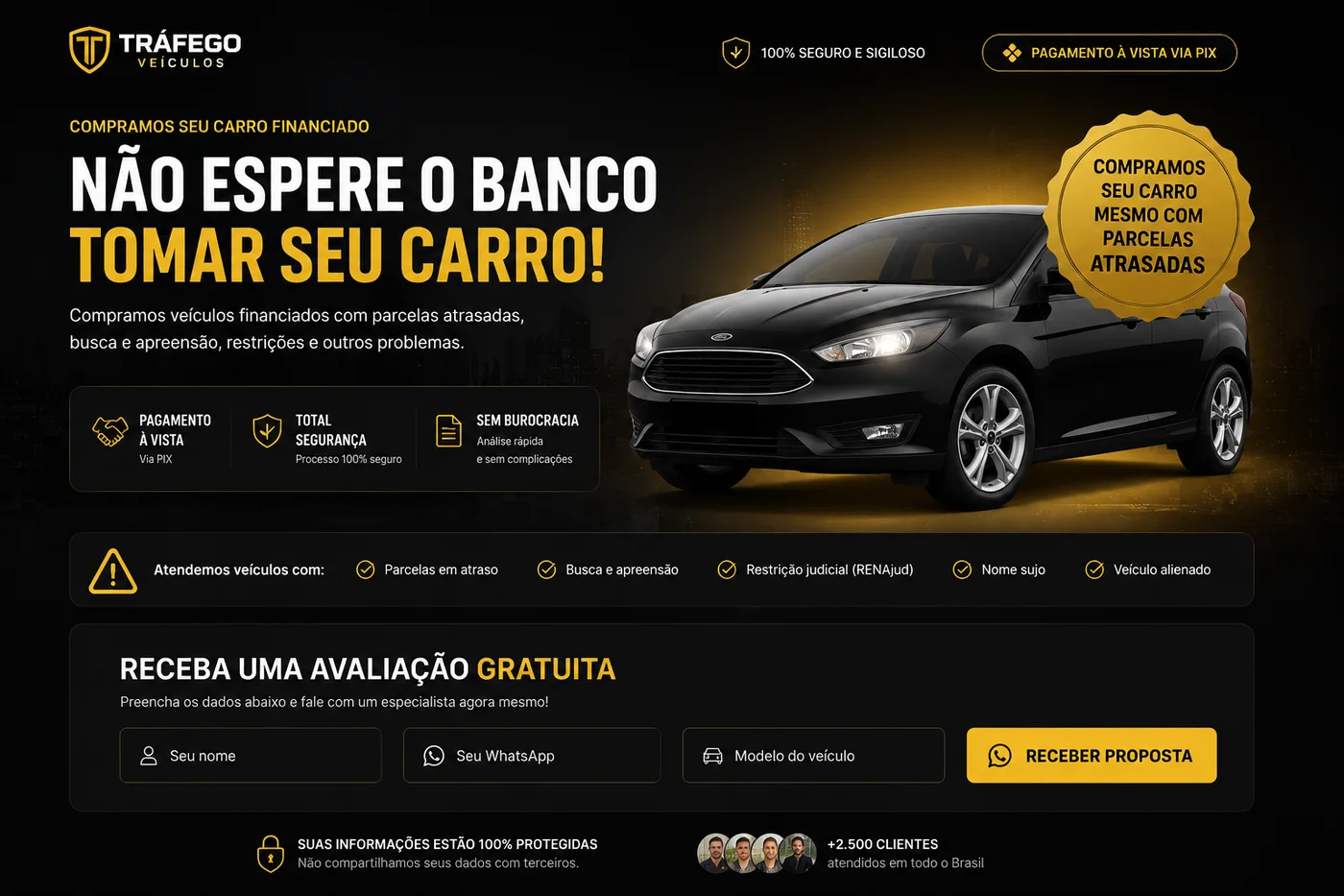 Landing page de captação